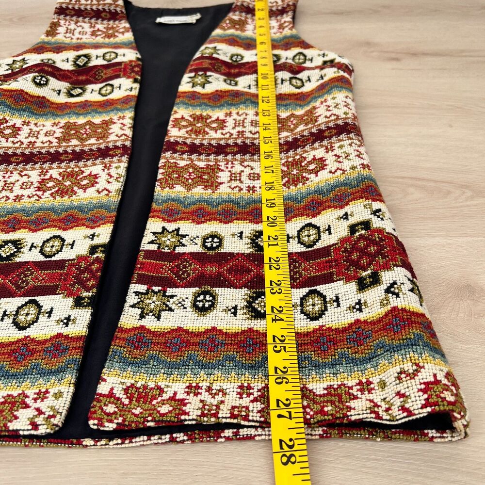 Vintage 70s Joseph Magnin Southwestern Tapestry Vest Long Open-Front Size Medium - Picture 11 of 13